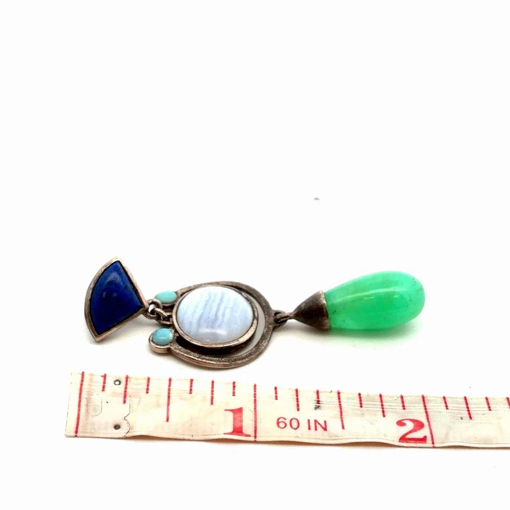 Designer Whitney Kelly 925 Sterling Silver Multi Gemstone Statement Drop Pendant